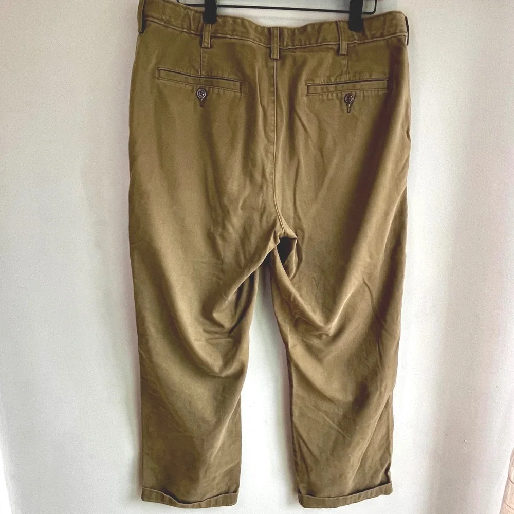 Lands' End Traditional Fit Olive Green Chino Pants Casual Trousers 100 % Cotton - Picture 11 of 14